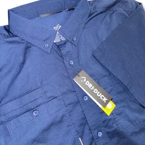 DRI DUCK Power Move‎ Short Sleeve Button Up Shirt Mens XL Blue Work Utility